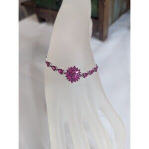 JTV Adjustable Bracelet - Oval Cabochon Star Ruby, Red, Sterling Silver